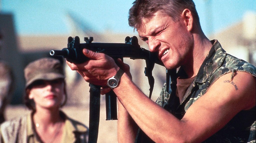Sean Bean wields an Uzi in Patriot Games.