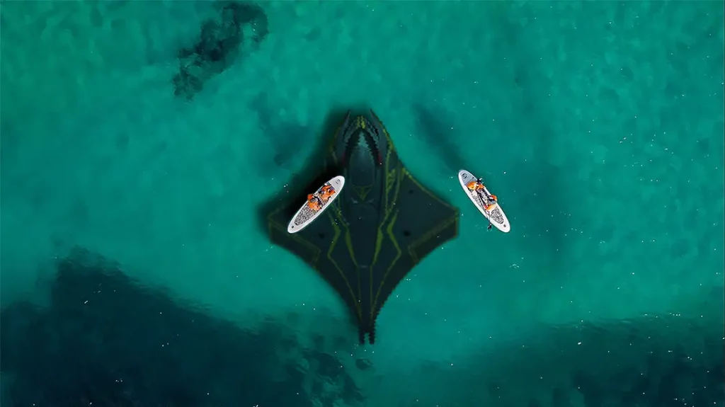 The Kronos armored submarine looks like an underwater stealth fighter.