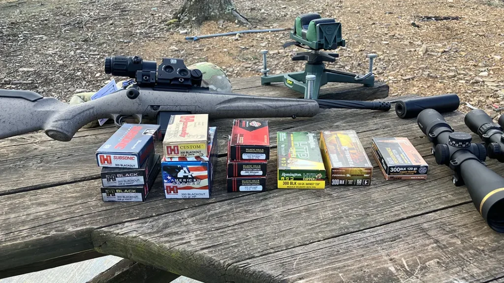 Various ammunition was tested with the Ruger G2 Ranch, including Hornady supersonic 125 grain HP, 110 grain GMX, Hornady subsonic 208 grain AMAX and 190 grain Sub-X, SIG SAUER Elite 120 grain HT, Black Hills Ammunition 110 grain TTSX and 220 grain OTM, and Federal Fusion 150 grain SP, to name a few.